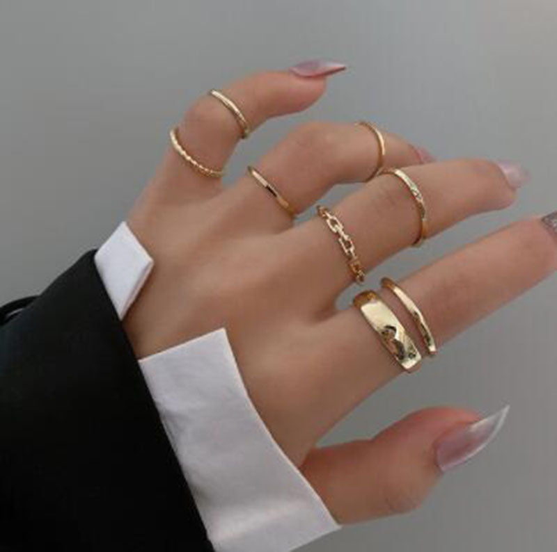 Ring Opening Black Joint Ring Set 5 Piece Set Snake Dark System Ring Interfinger - 0 - Bijou Her - Color -  - 