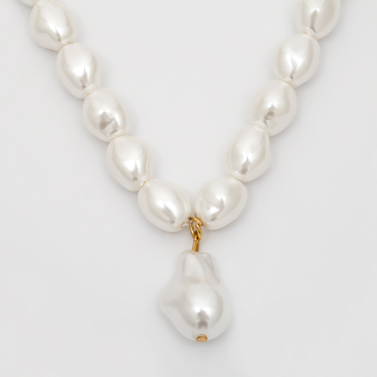 Short Temperamental All-match Single Layer Necklace Simple Baroque Shaped Pearl Necklace - 0 - Bijou Her -  -  - 