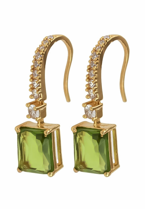 Golden Benares Earrings with Zircons - 18K Gold Plated for Pierced Ears - Lightweight and Party-Ready - Jewelry & Watches - Bijou Her - Color -  - 