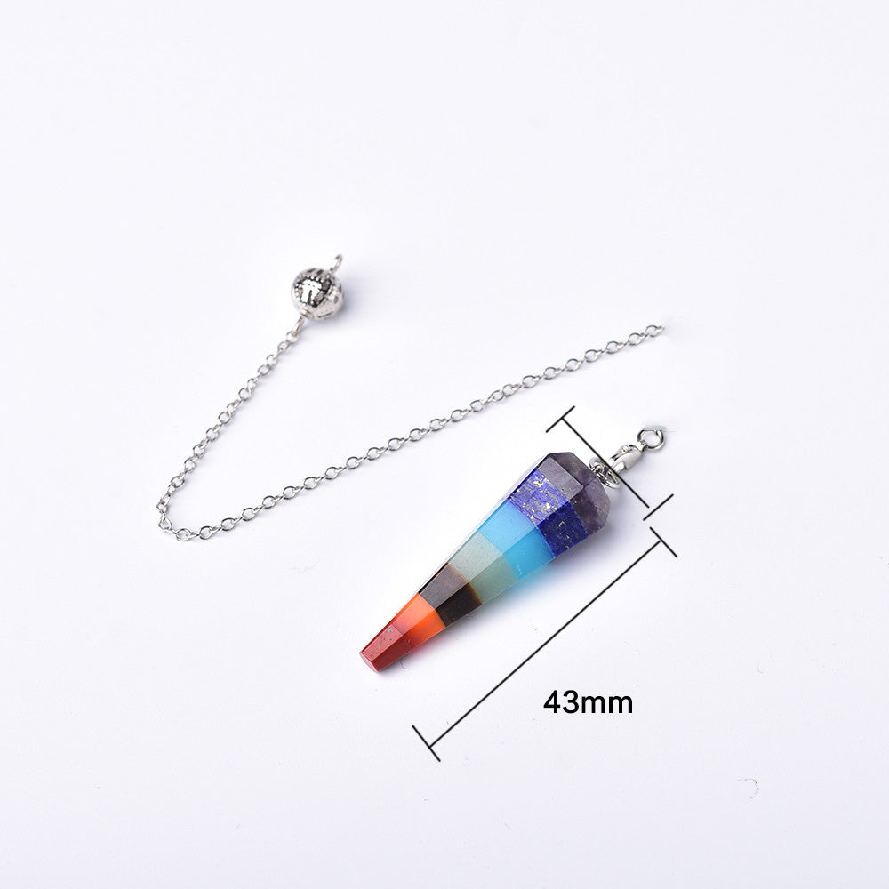 Natural Crystal Seven-color Gemstone Pendulum Ore Pendant - 0 - Bijou Her -  -  - 