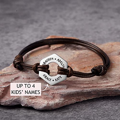 Personalized Leather Bracelet with Sterling Silver Custom Charm - Finest Quality, Adjustable Sizes, Variety of Colors - Perfect Gift for Men, Dad, Husband, Uncle, Friends - Bracelets - Bijou Her -  -  - 
