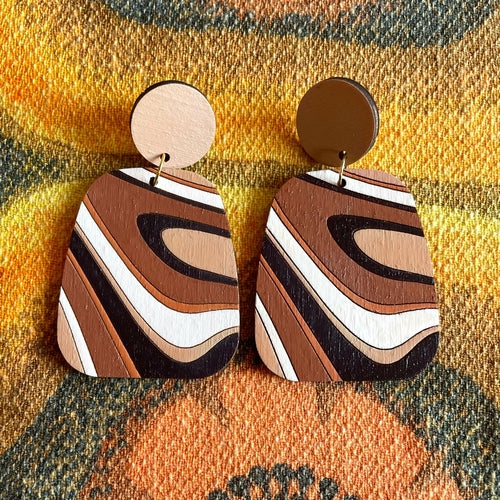 Swirl Wood Earrings - Handmade Laser Cut Wooden Jewelry - Jewelry & Watches - Bijou Her - Colour - Finding - 