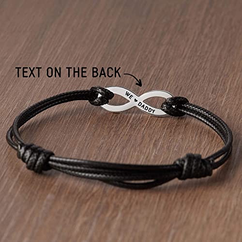 Personalized Infinity Leather Bracelet for Dad with Children's Names - Father's Day Gift - Bracelets - Bijou Her -  -  - 