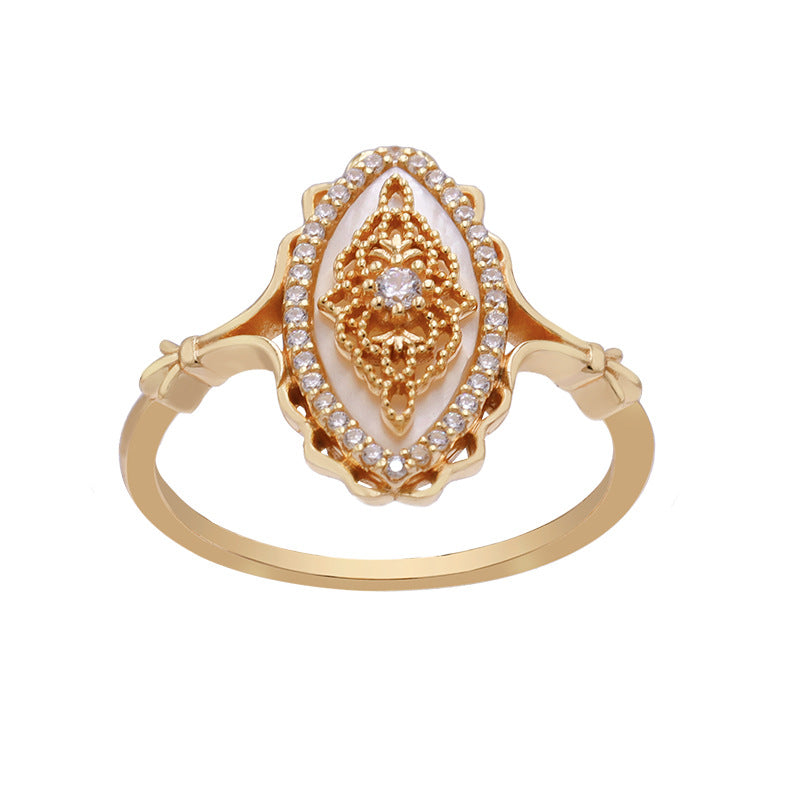 Natural White Shell Vintage Style Ring - 0 - Bijou Her -  -  - 