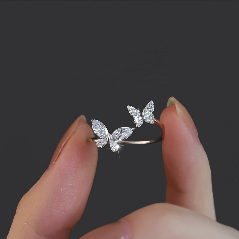 S925 Sterling Silver Butterfly Ring Female - 0 - Bijou Her -  -  - 