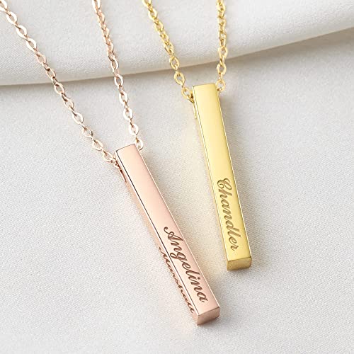 Personalized 4-Sided Bar Necklace for Moms - Kids' Names & More | 925 Sterling Silver & 18K Gold Plated - Necklaces - Bijou Her -  -  - 