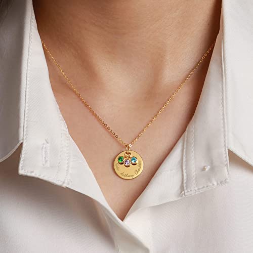 Personalized Mother Necklace with Birthstones and Kids Names - 925 Sterling Silver and 18K Gold Plated Jewelry Gift for Mom and Grandmother - Necklaces - Bijou Her -  -  - 