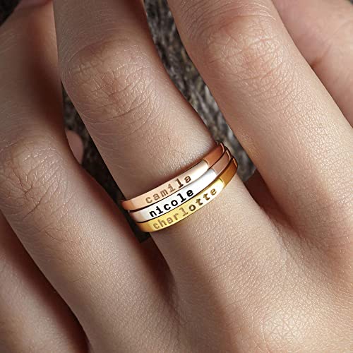 Personalized Stackable Name Rings - 925 Sterling Silver & 18K Gold Plated Options - Rings - Bijou Her -  -  - 