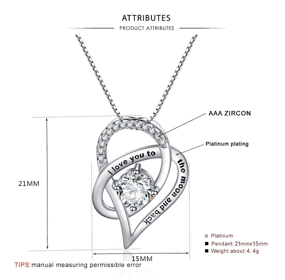 Heart-shaped Zircon Pendant Simple Hollow Peach Heart Necklace - 0 - Bijou Her -  -  - 