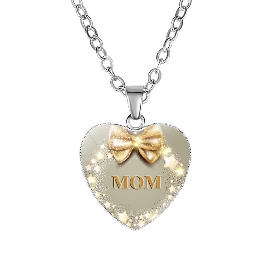 Mother's Heart Shaped Pendant Necklace Simple - 0 - Bijou Her - Color -  - 