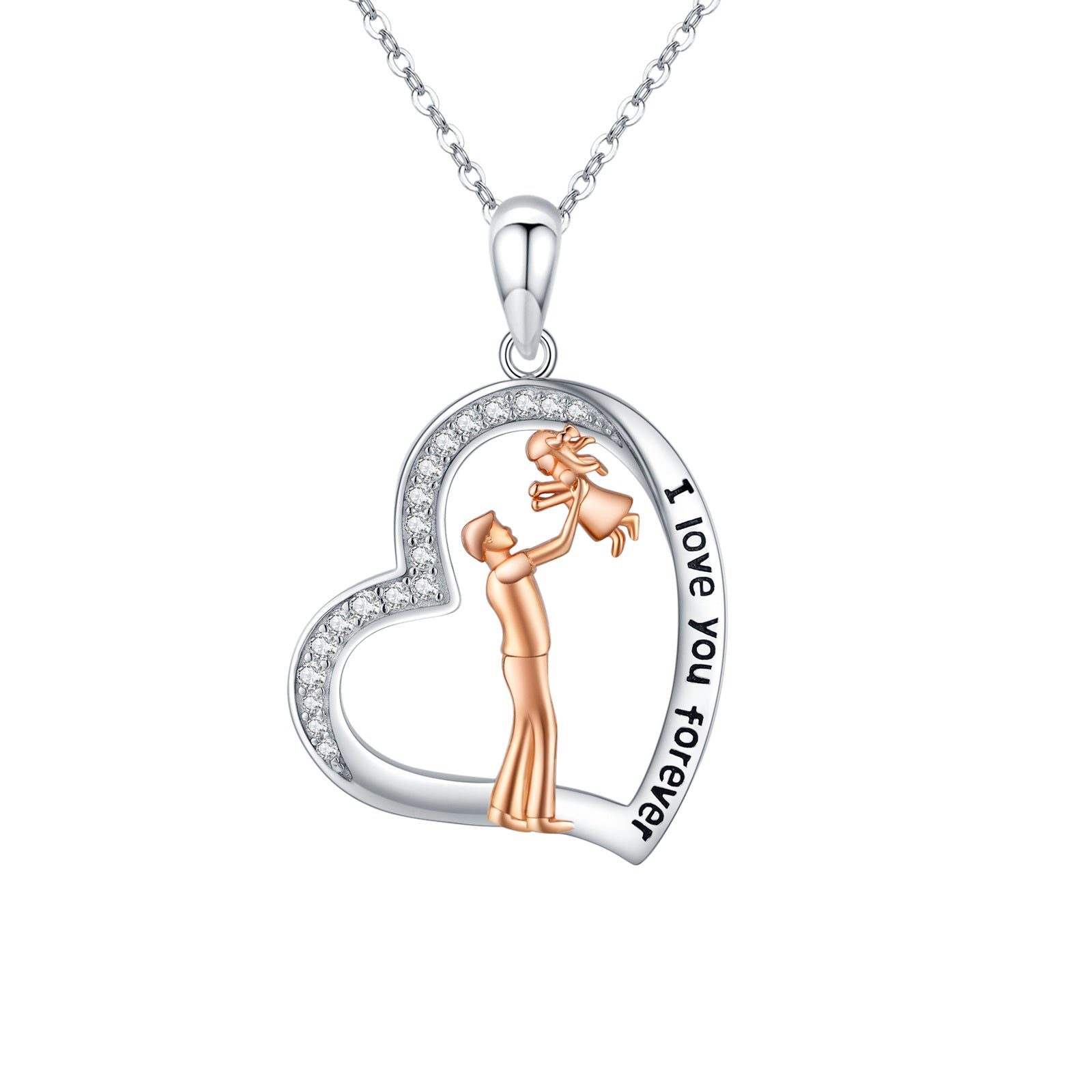 Rose Gold Father Daughter Necklace in 925 Sterling Silver - 5 - Bijou Her - style -  - 