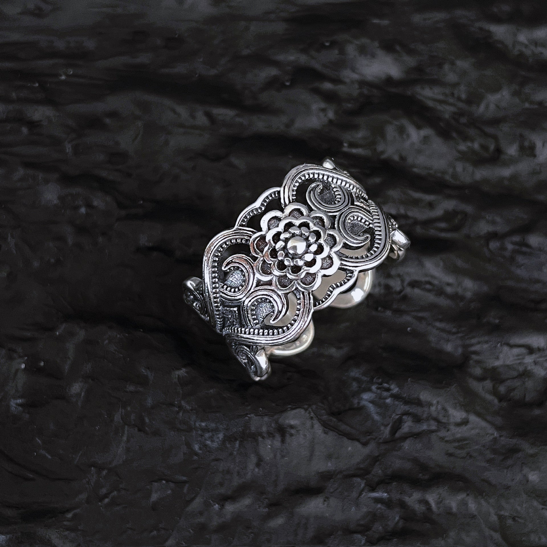 Silver Vintage Flower Facto Ring - 0 - Bijou Her -  -  - 