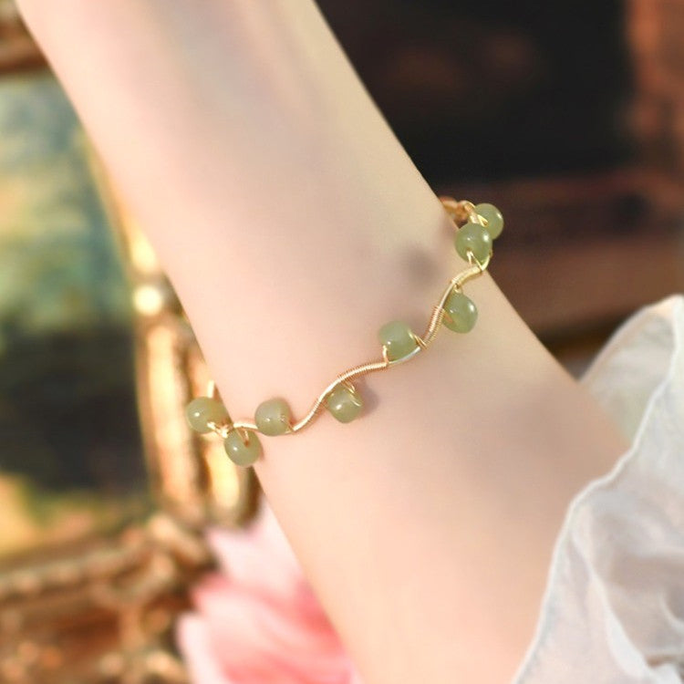 Natural Hetian Jade Bracelet Waves - 0 - Bijou Her -  -  - 