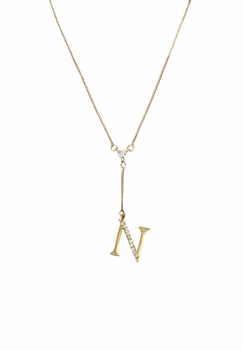 Zirconia Stone Initial Necklaces - 18K Gold-Plated, Adjustable, Hypoallergenic, Sustainable - Jewelry & Watches - Bijou Her - Style -  - 