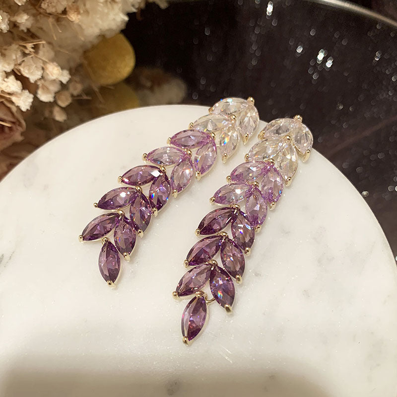 Long Transparent Purple Gradient Ear Earrings - 0 - Bijou Her - Color -  - 