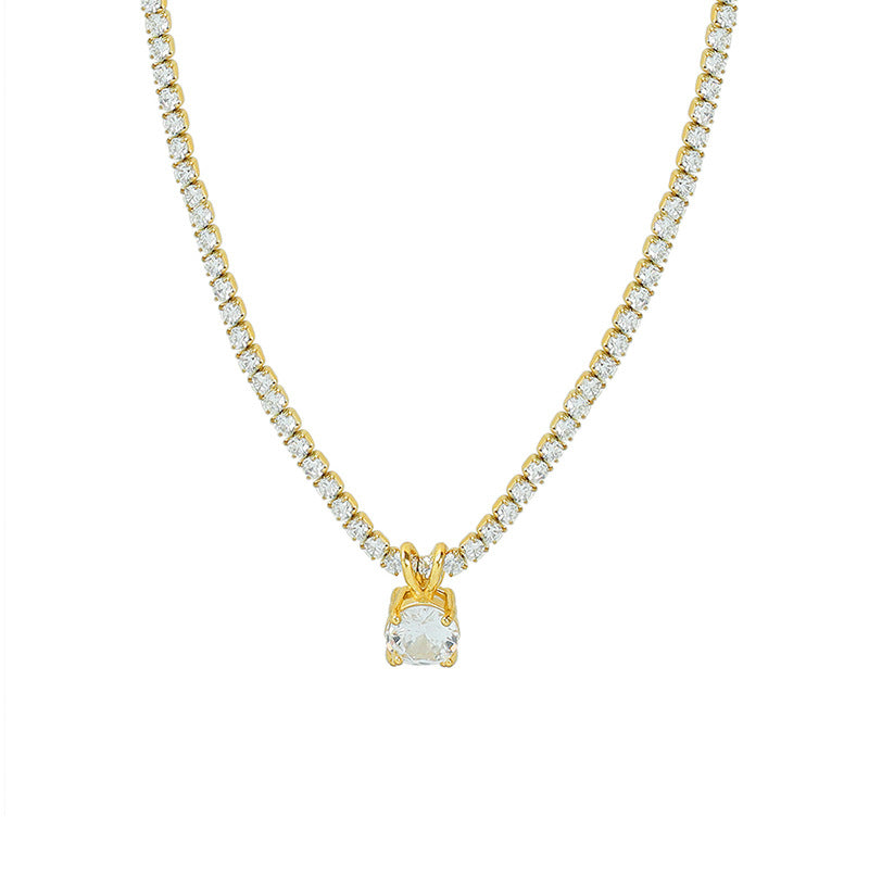 Light Luxury Niche Full Diamond Hao Stone Single Diamond Necklace - 0 - Bijou Her -  -  - 