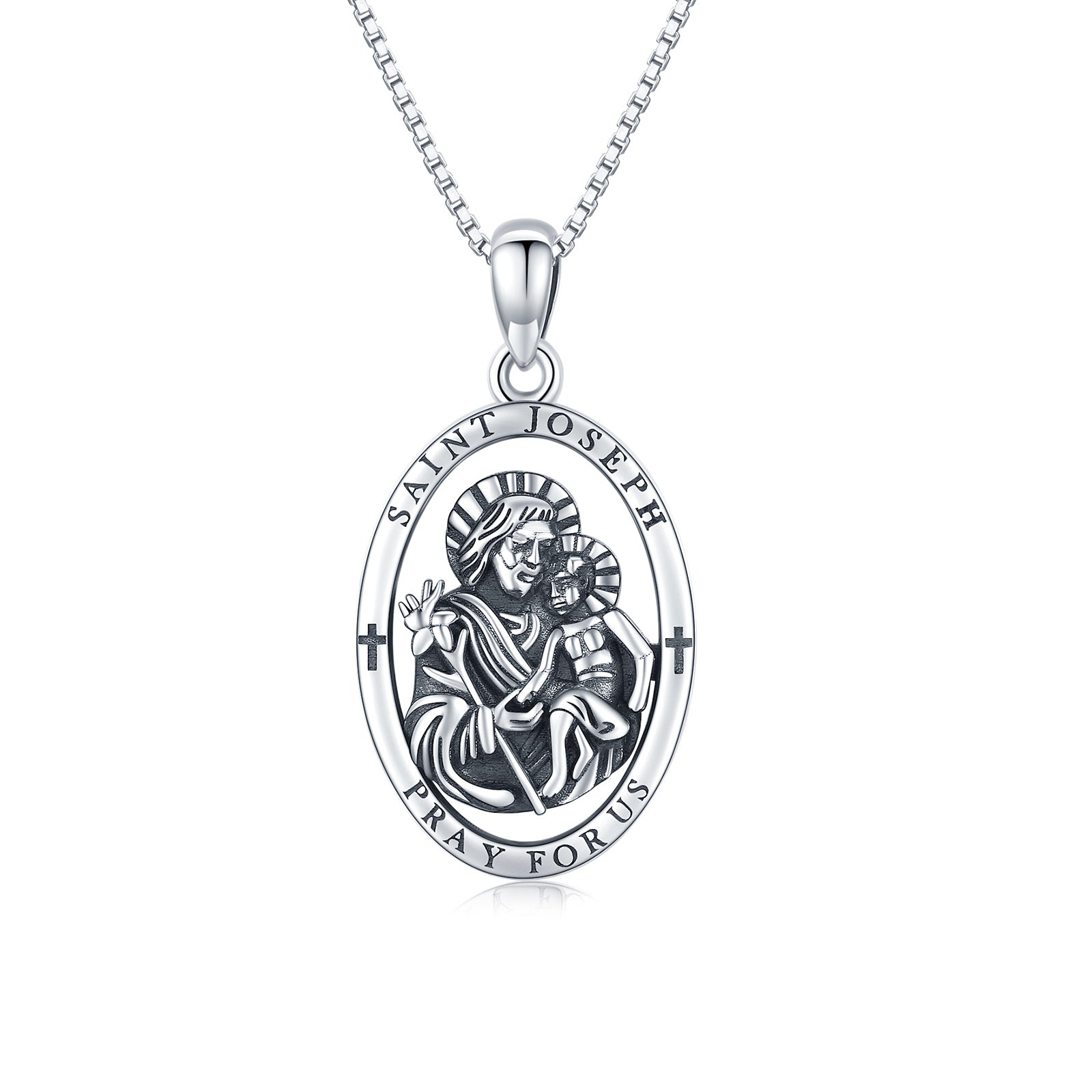 Saint Joseph Necklace in 925 Sterling Silver - 5 - Bijou Her - style -  - 