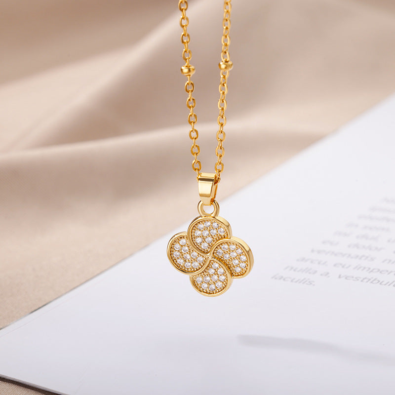 Korean Version Of Four-leaf Clover Series Necklace With Open And Close Magnetic Attraction - 0 - Bijou Her -  -  - 