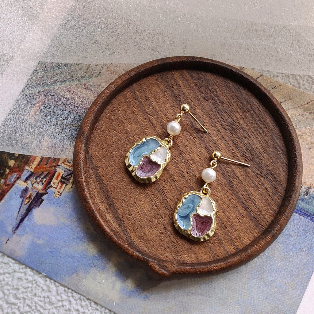 Vintage Harbor Style Irregular Color Matching Freshwater Pearl Earrings - 0 - Bijou Her -  -  - 