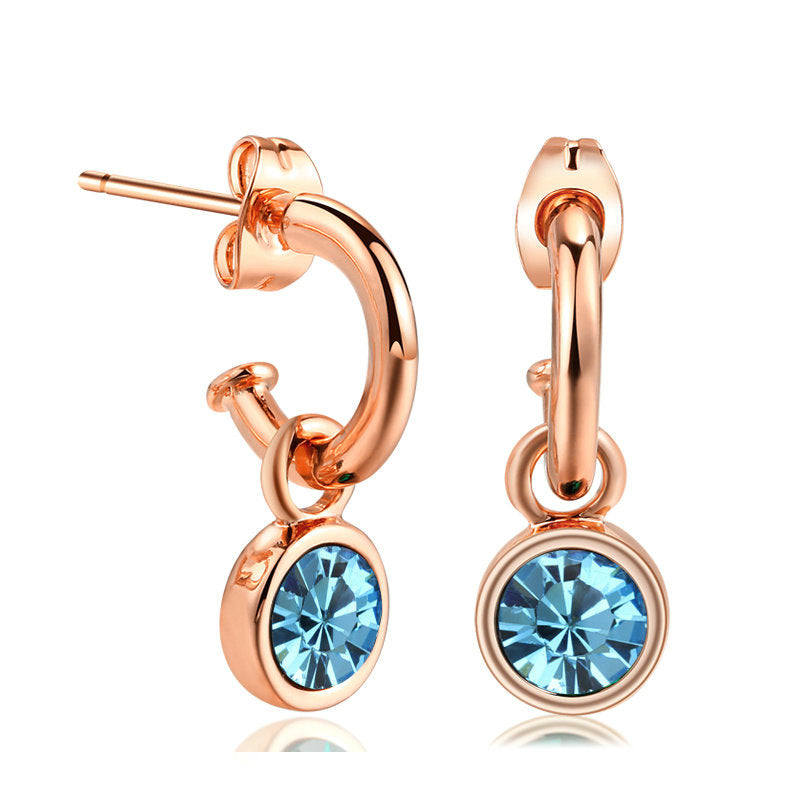 Simple Colorful Zircon Crystal Gold Plated Ear Accessories - 0 - Bijou Her - Color -  - 