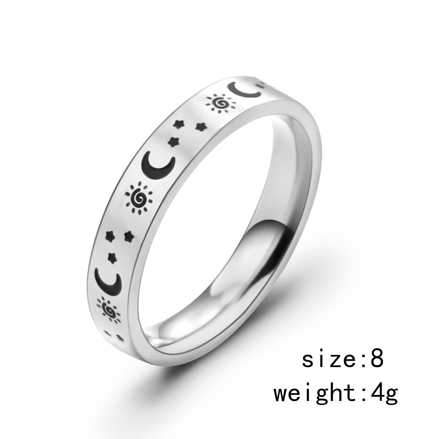 Stainless Steel Fashion Star Moon Ring - 0 - Bijou Her - Color -  - 