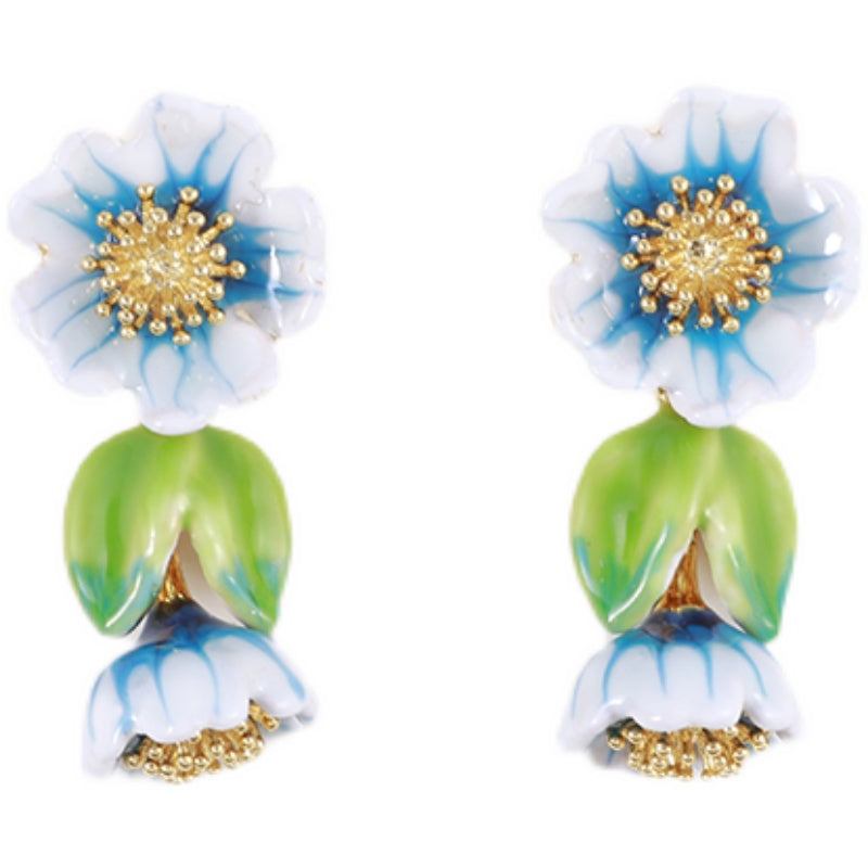 Retro Design Flower Earrings Female - 0 - Bijou Her -  -  - 