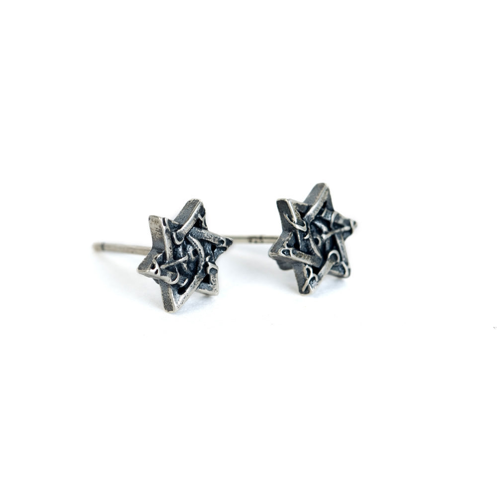 Sterling Silver Vintage Earrings With Six Stars - 0 - Bijou Her - quantity -  - 