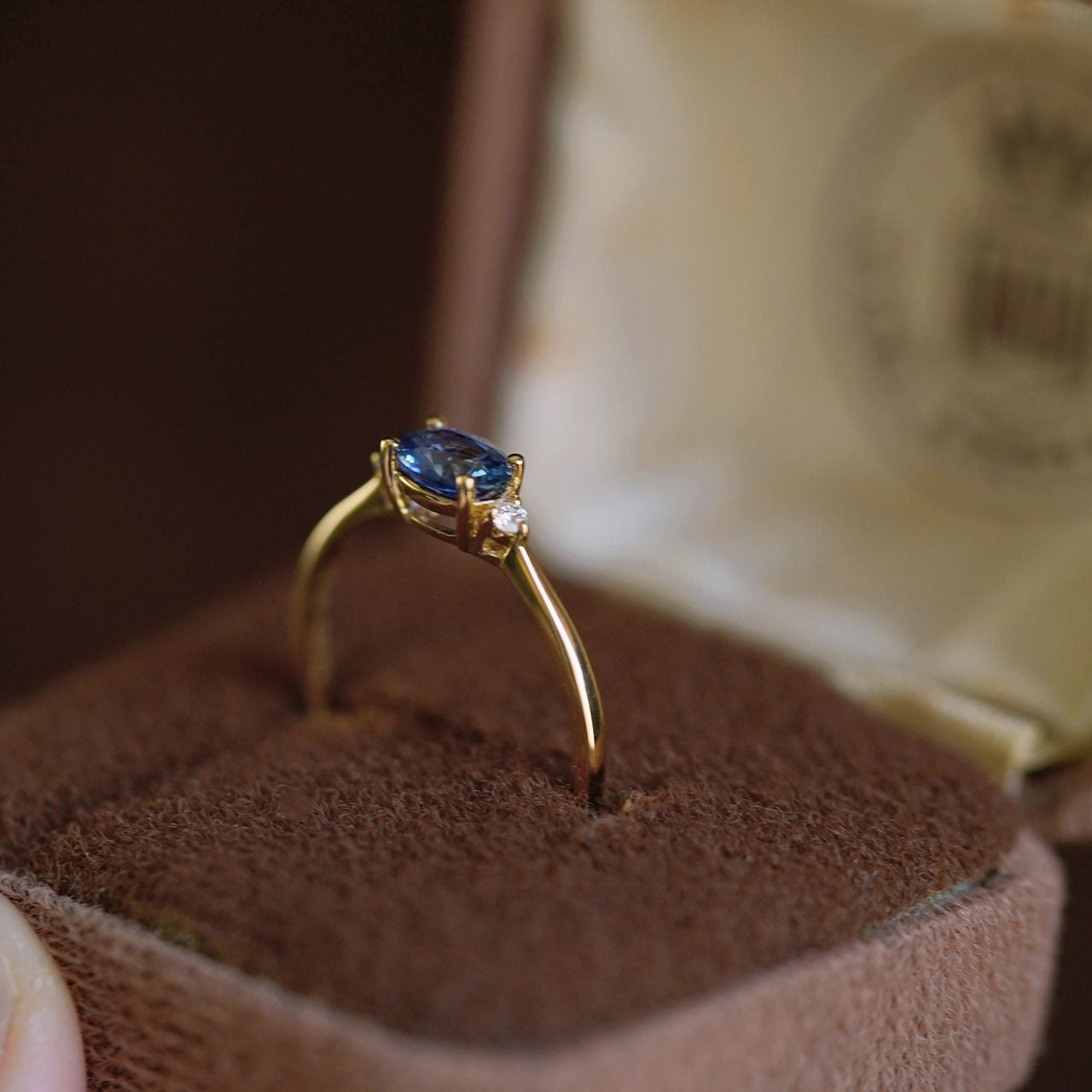 Sterling Silver Gold-plated Blue Diamond Ring Female - 0 - Bijou Her -  -  - 