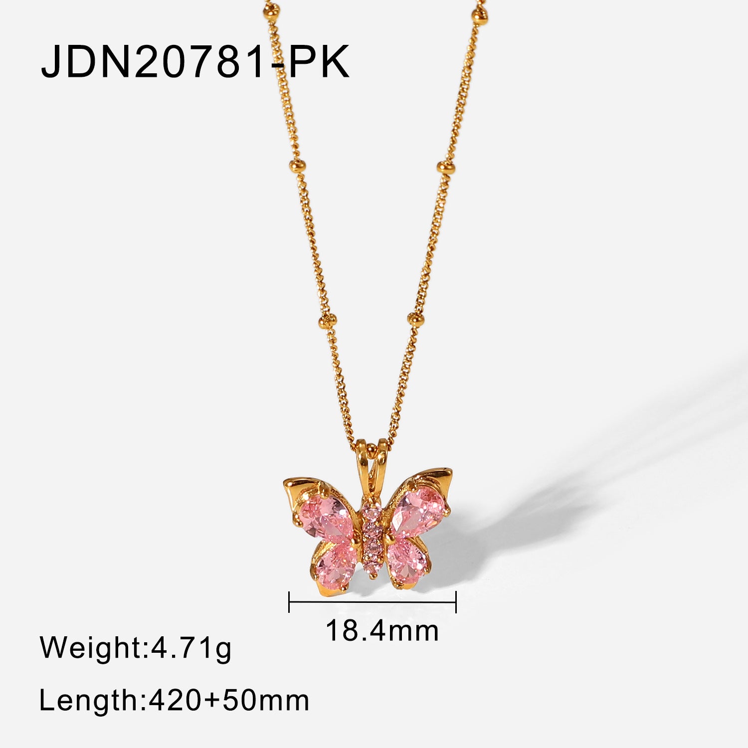 Women's Fashion Stainless Steel Zirconia Butterfly Shape Pendant Necklace - 0 - Bijou Her -  -  - 