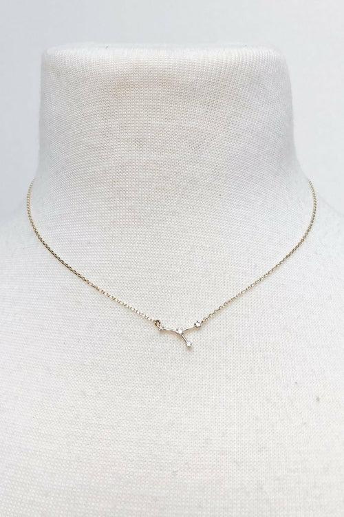 Zodiac Constellation Pendant Necklace - 12 Signs in Gold Dipped Brass with Cubic Zirconia - Personalized Gift for Birthdays and Holidays - Necklaces - Bijou Her - Style -  - 