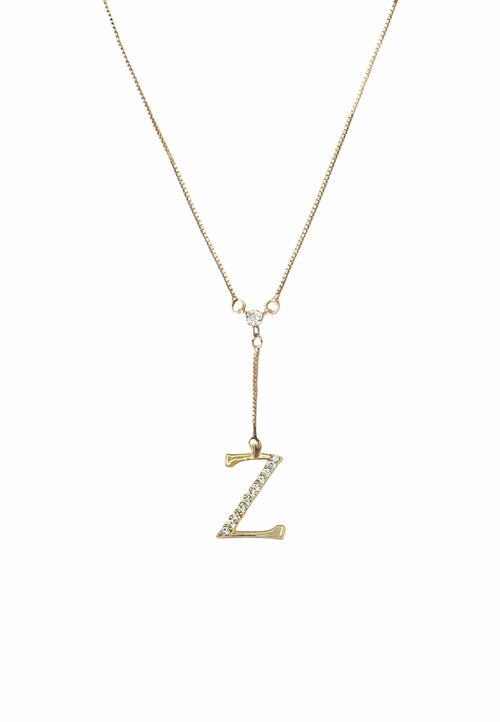 Zirconia Stone Initial Necklaces - 18K Gold-Plated, Adjustable, Hypoallergenic, Sustainable - Jewelry & Watches - Bijou Her - Style -  - 