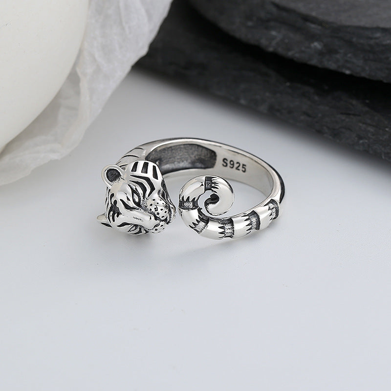 S925 Silver Tiger Styling Ring Unique Natural - 0 - Bijou Her -  -  - 