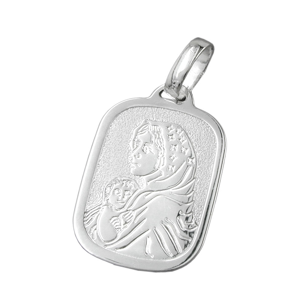 Mother Mary Silver 925 Religious Medal Pendant - Detailed Finish, Polished Surface - Jewelry & Watches - Bijou Her -  -  - 