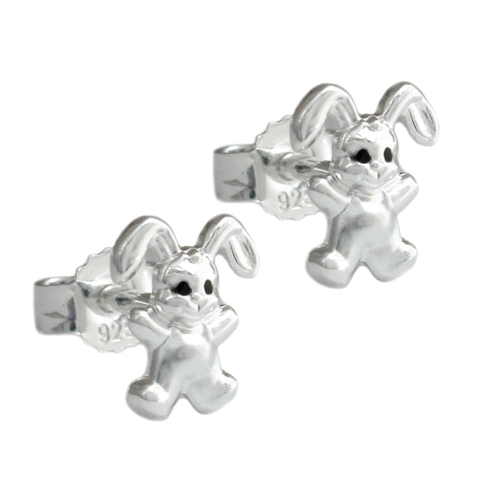 Small 7mm Sterling Silver Bunny Ear Stud Earrings - Jewelry & Watches - Bijou Her -  -  - 