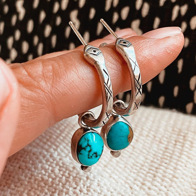 Vintage Personality Turquoise Feminine Earrings - 0 - Bijou Her -  -  - 