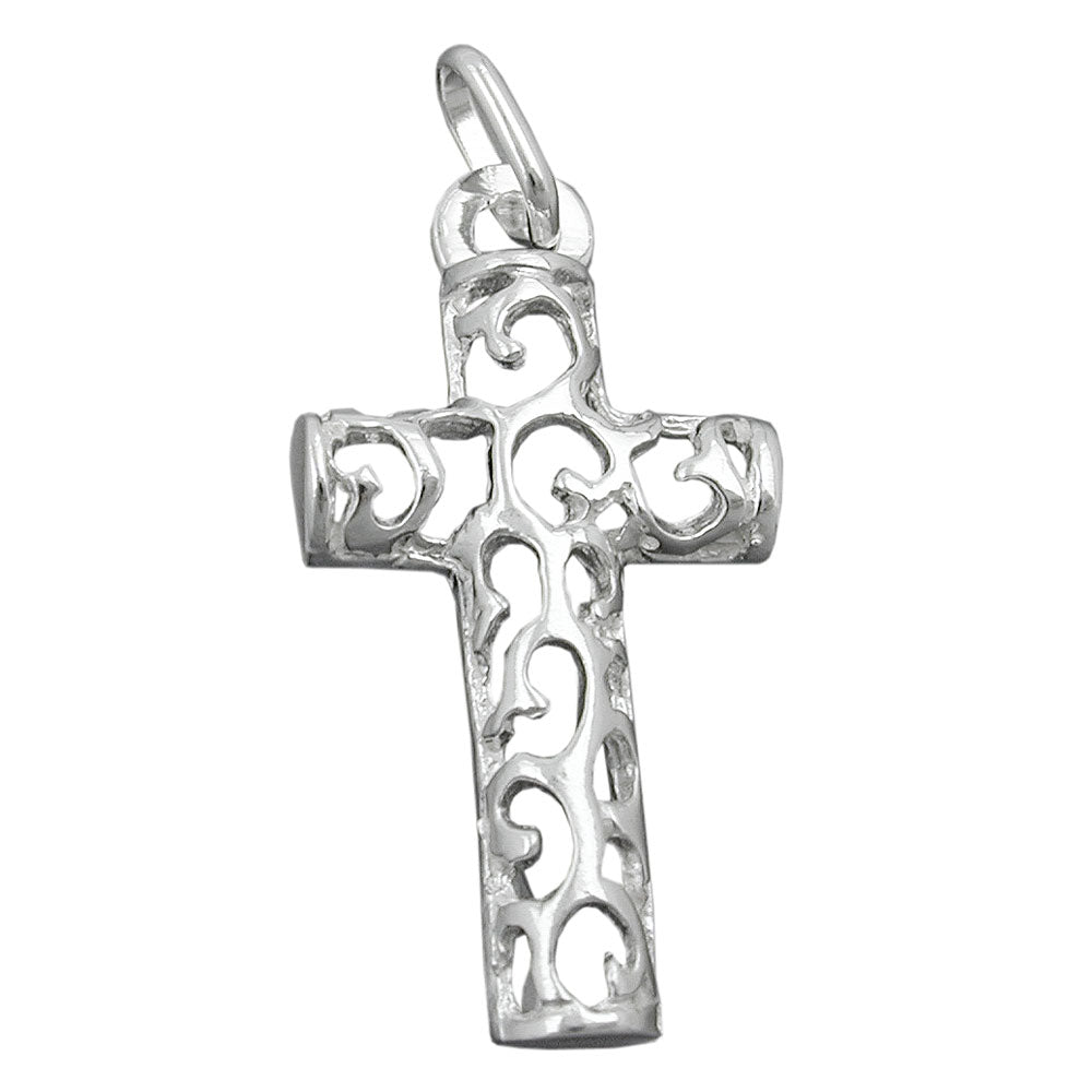 Sterling Silver Cross Pendant - 28x14mm, 1.45g, 925/000 Alloy - Jewelry & Watches - Bijou Her -  -  - 