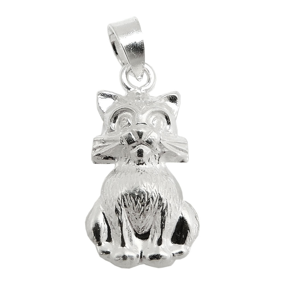 Sterling Silver Cat Pendant - 15x9mm, 0.9g, 925/000 Alloy, 3mm Eyelet Diameter - Jewelry & Watches - Bijou Her -  -  - 