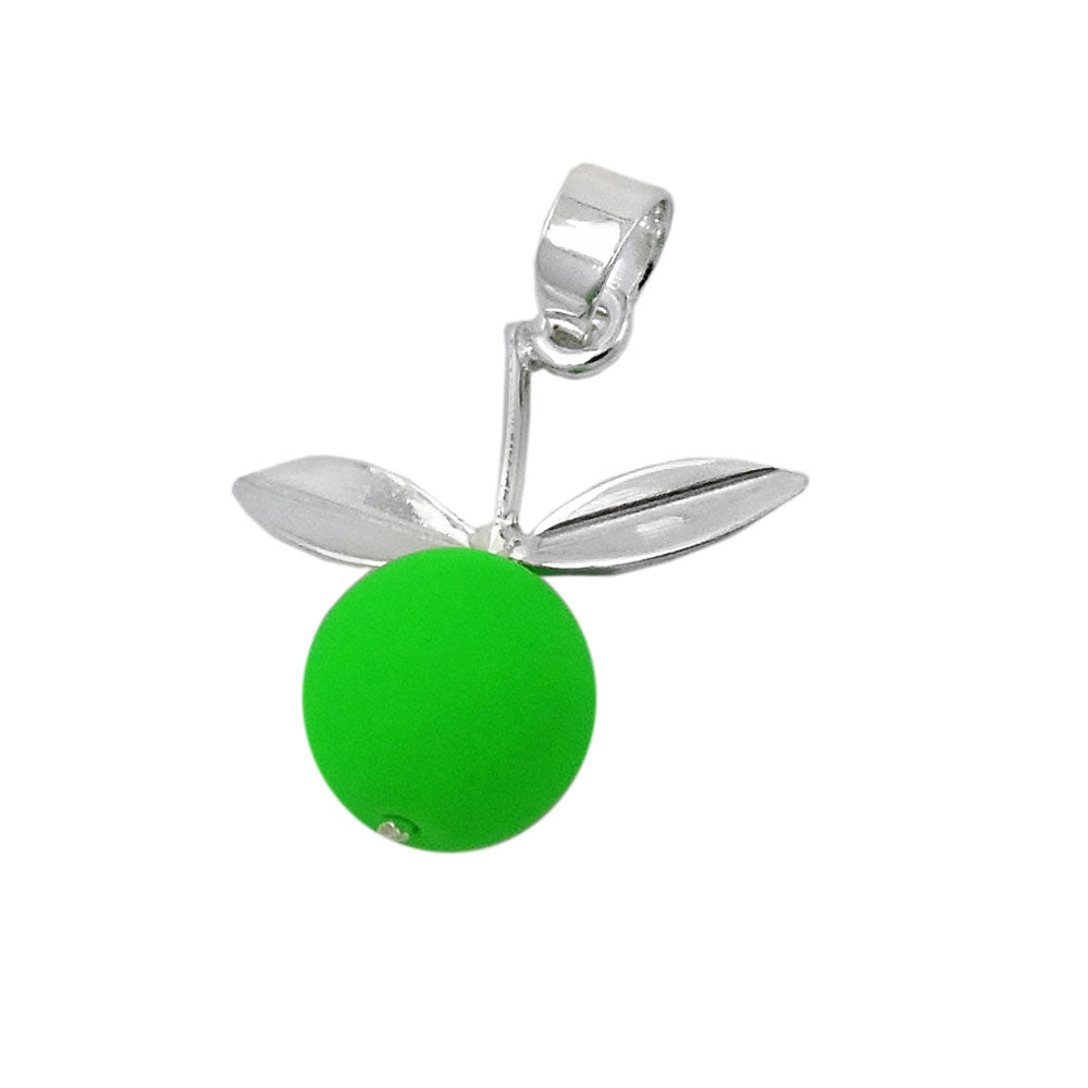 Neon Green Apple Pendant - Silver 925, 16x17mm, 1.0g Weight, Sterling Silver Alloy - Jewelry & Watches - Bijou Her -  -  - 