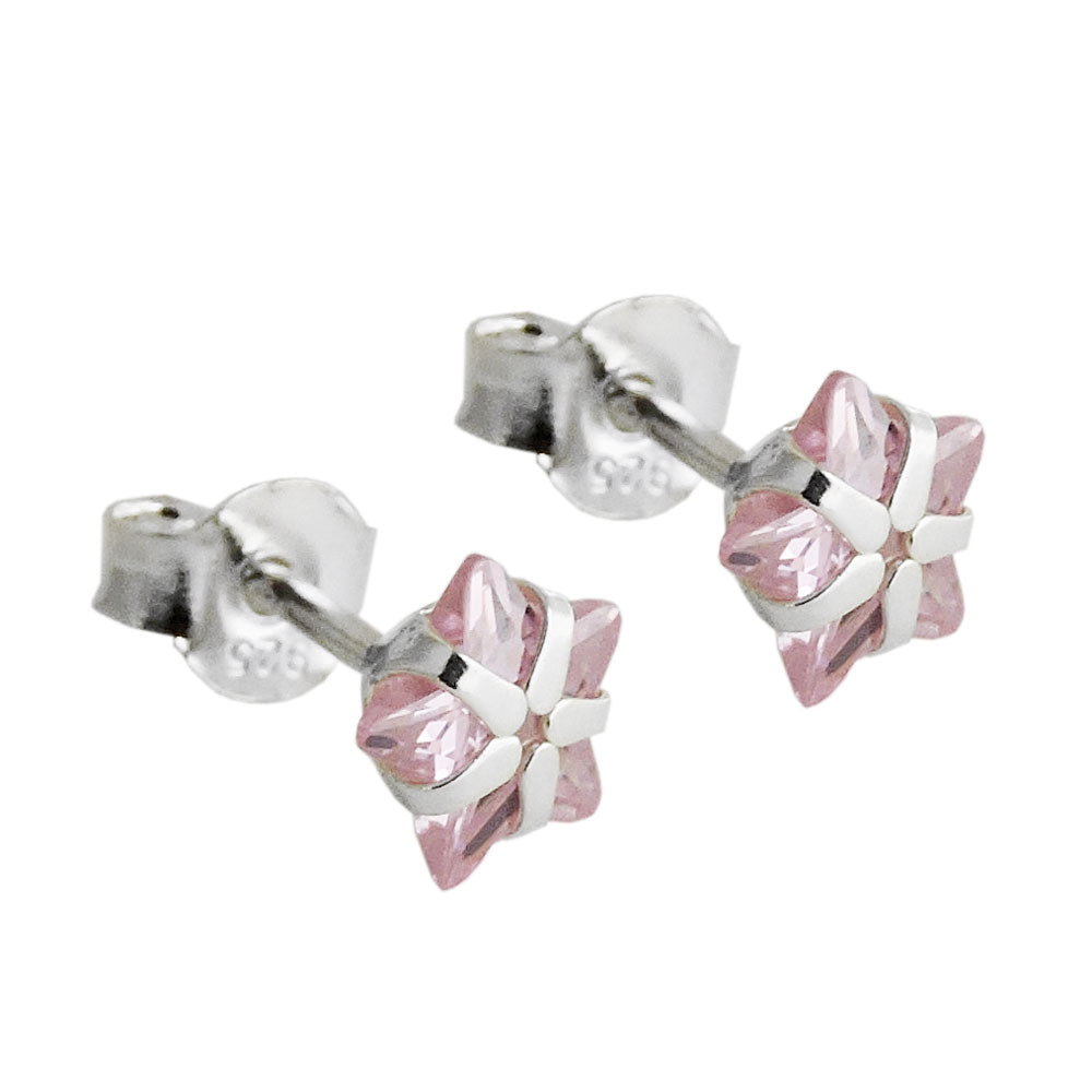 Pink Zirconia Silver 925 Earring Studs - 6mm Size, 0.9g Weight - Jewelry & Watches - Bijou Her -  -  - 