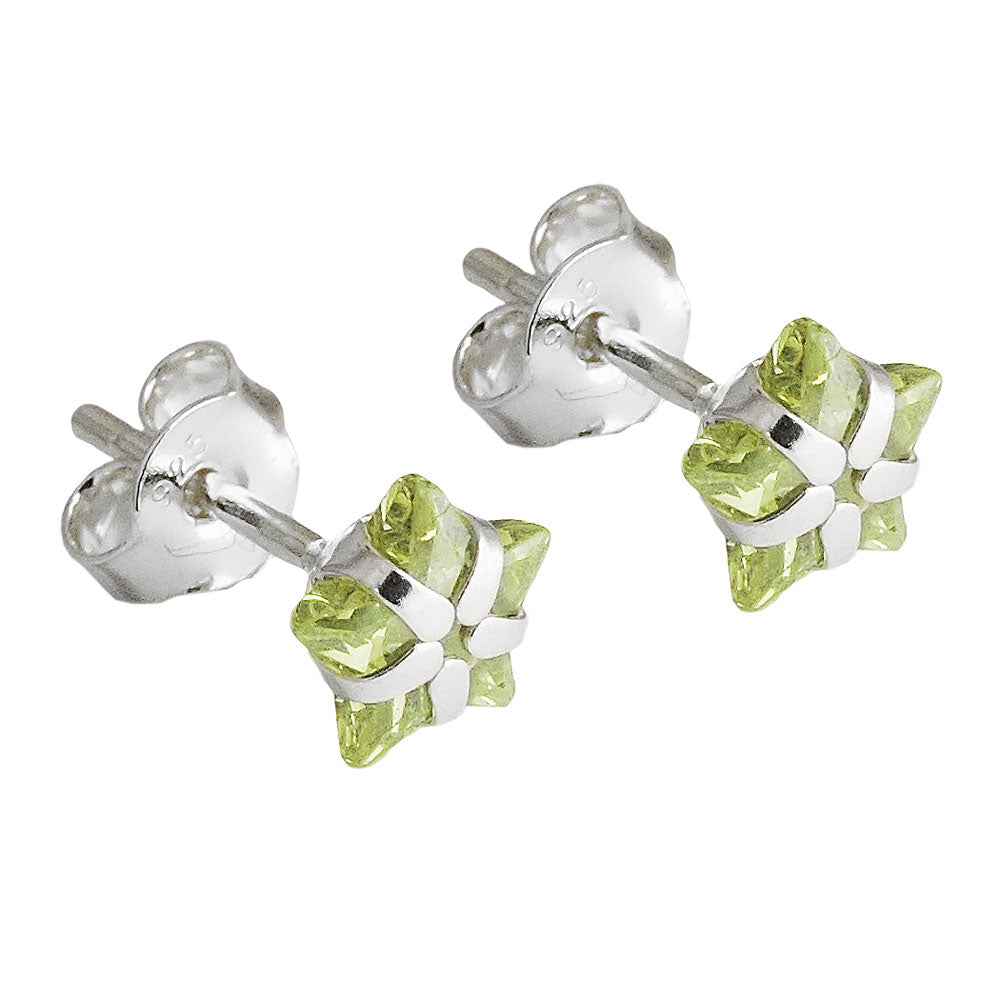 Olive Zirconia Silver 925 Earring Studs - 6mm Size, 0.9g Weight - Jewelry & Watches - Bijou Her -  -  - 