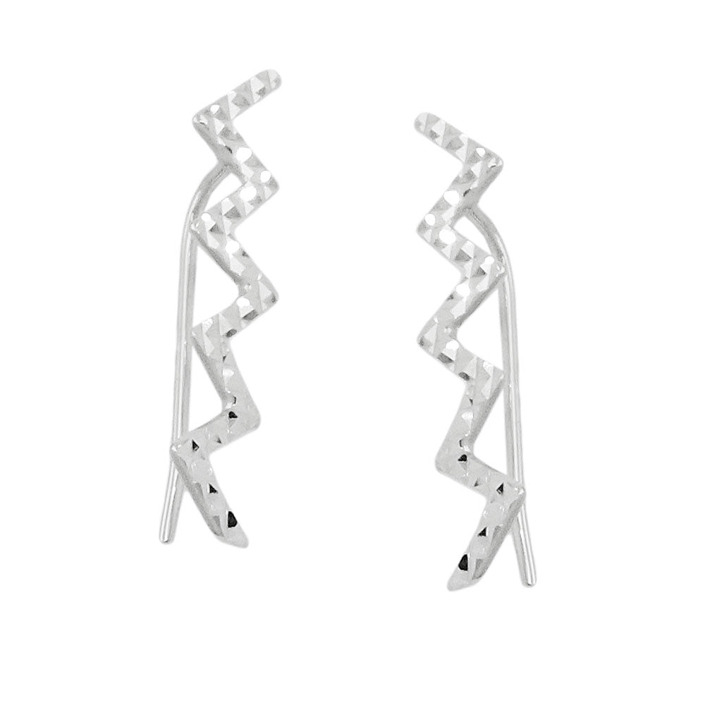 Sterling Silver Zigzag Ear Cuffs Earrings - 23x5mm, 0.9g Pair - Jewelry & Watches - Bijou Her -  -  - 