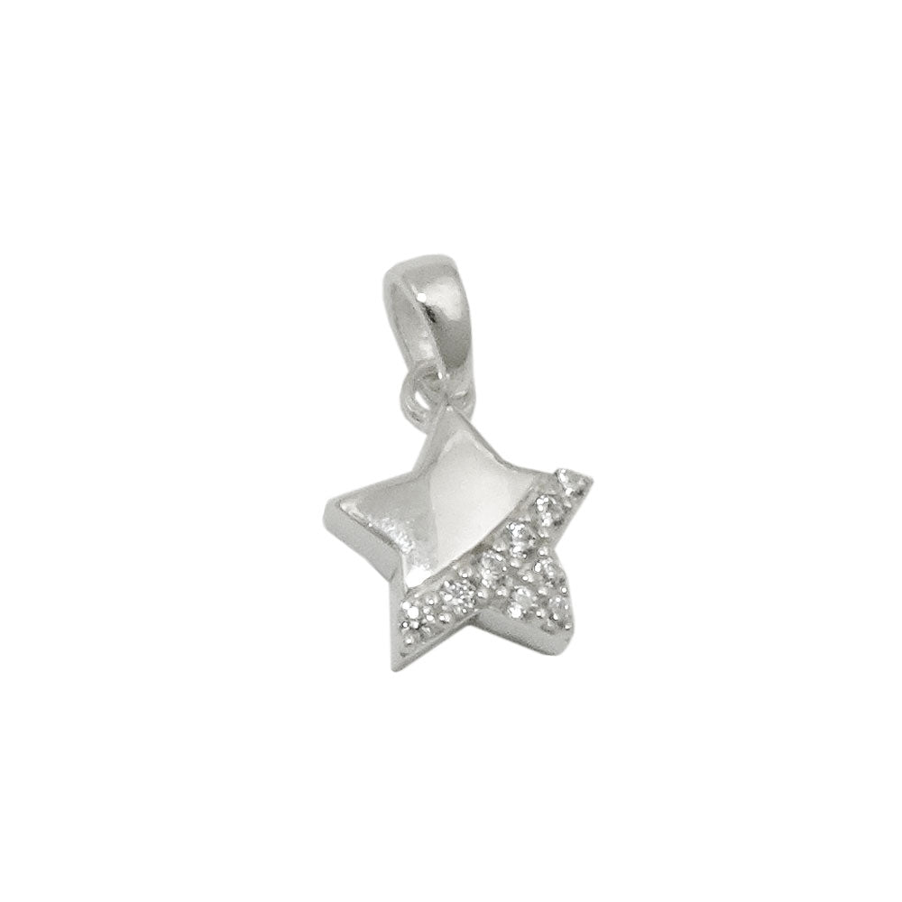 Sterling Silver Star Pendant with Zirconia - 9mm Size, 0.8g Weight, 3x2mm Eyelet Diameter - Body Jewelry - Jewelry & Watches - Bijou Her -  -  - 