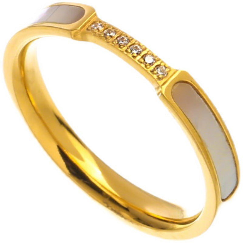 Titanium Steel Non Fading Day Work Shape White Fritillary Ring Female Accessories - 0 - Bijou Her -  -  - 