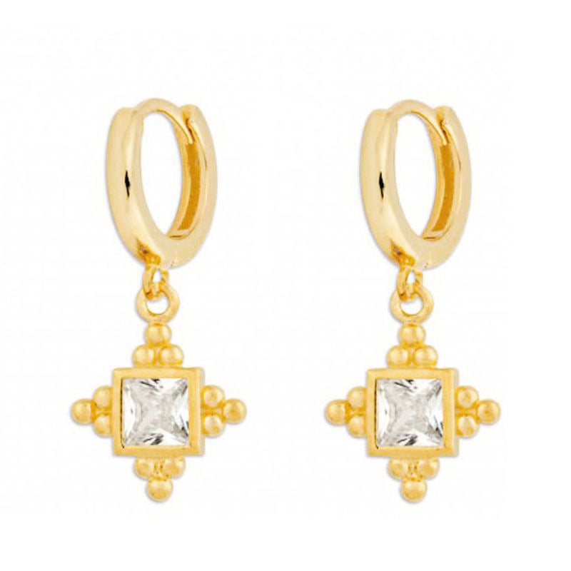 Ins Minority Design Square Beads Inlaid With Diamonds Versatile Simple Earrings - 0 - Bijou Her - Color -  - 