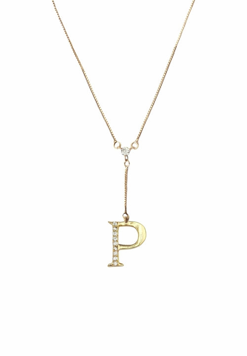 Zirconia Stone Initial Necklaces - 18K Gold-Plated, Adjustable, Hypoallergenic, Sustainable - Jewelry & Watches - Bijou Her - Style -  - 