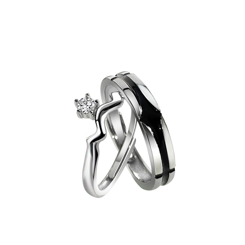 S925 Sterling Silver Pair Of Rings For Women And Men - 0 - Bijou Her -  -  - 