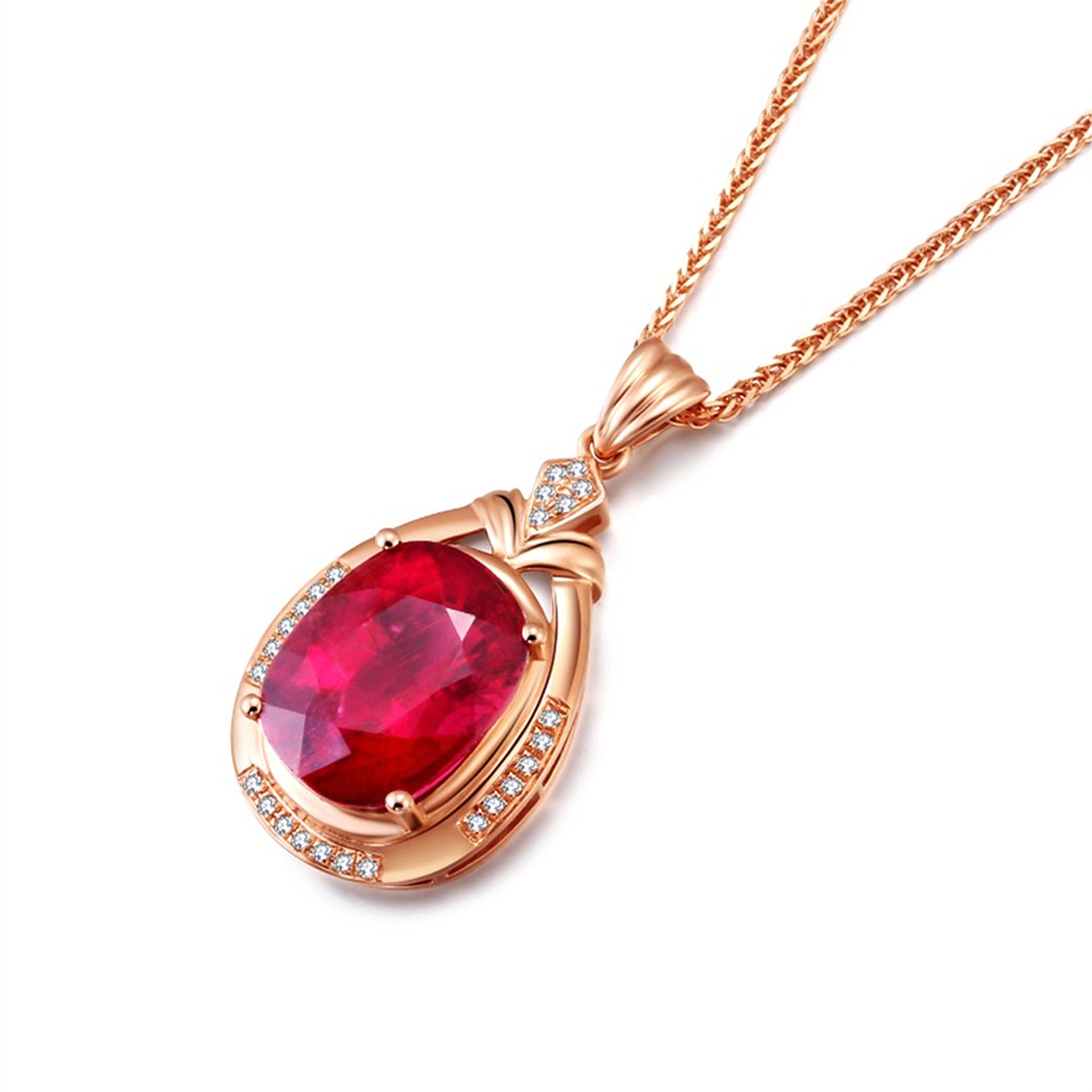 Red Diamond Pendant Inlaid With 18K Gold - 0 - Bijou Her -  -  - 