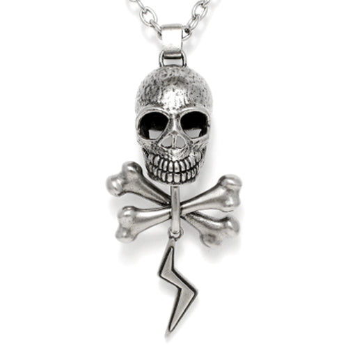 Rock and Roll Thunderbolt Skull Pendant - Stainless Steel Jewelry Accessory - Jewelry & Watches - Bijou Her - color -  - 