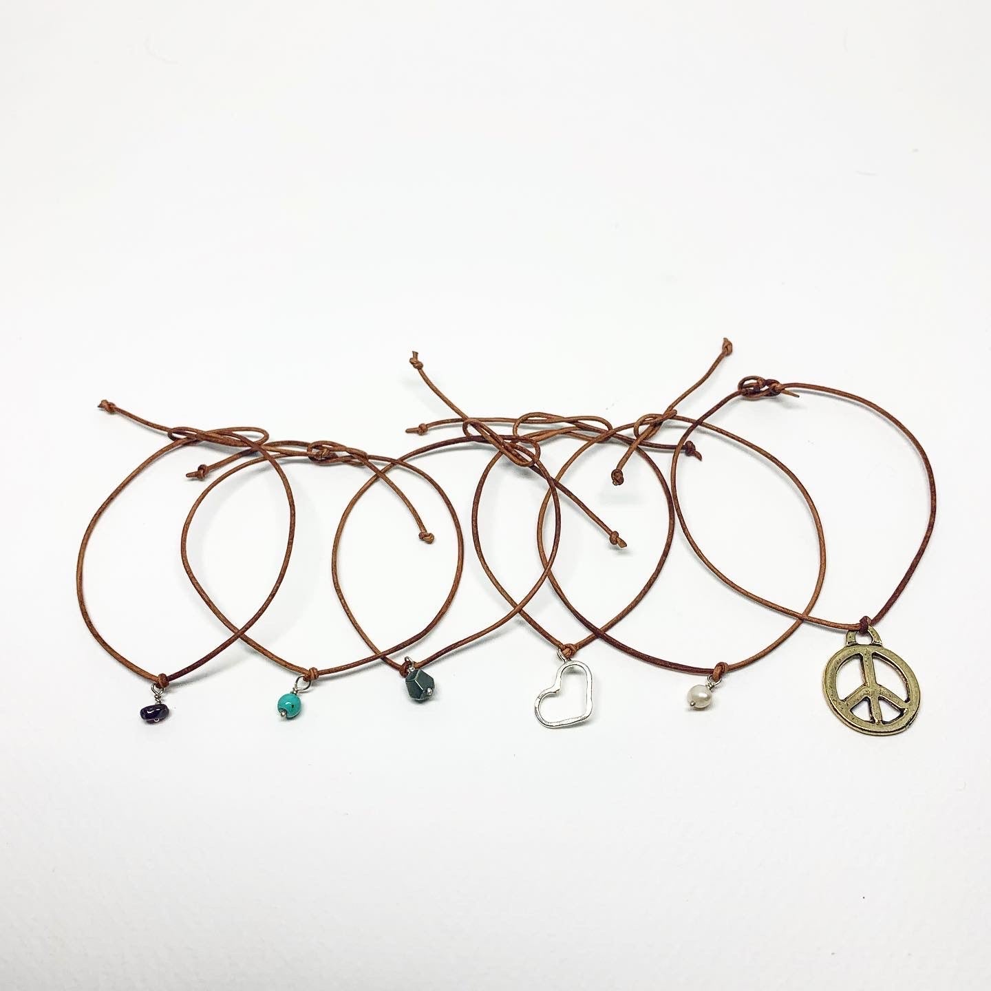 Pyrite Charm Bracelet - Handmade Leather Wish Bracelet for Protection and Joy - Jewelry & Watches - Bijou Her -  -  - 