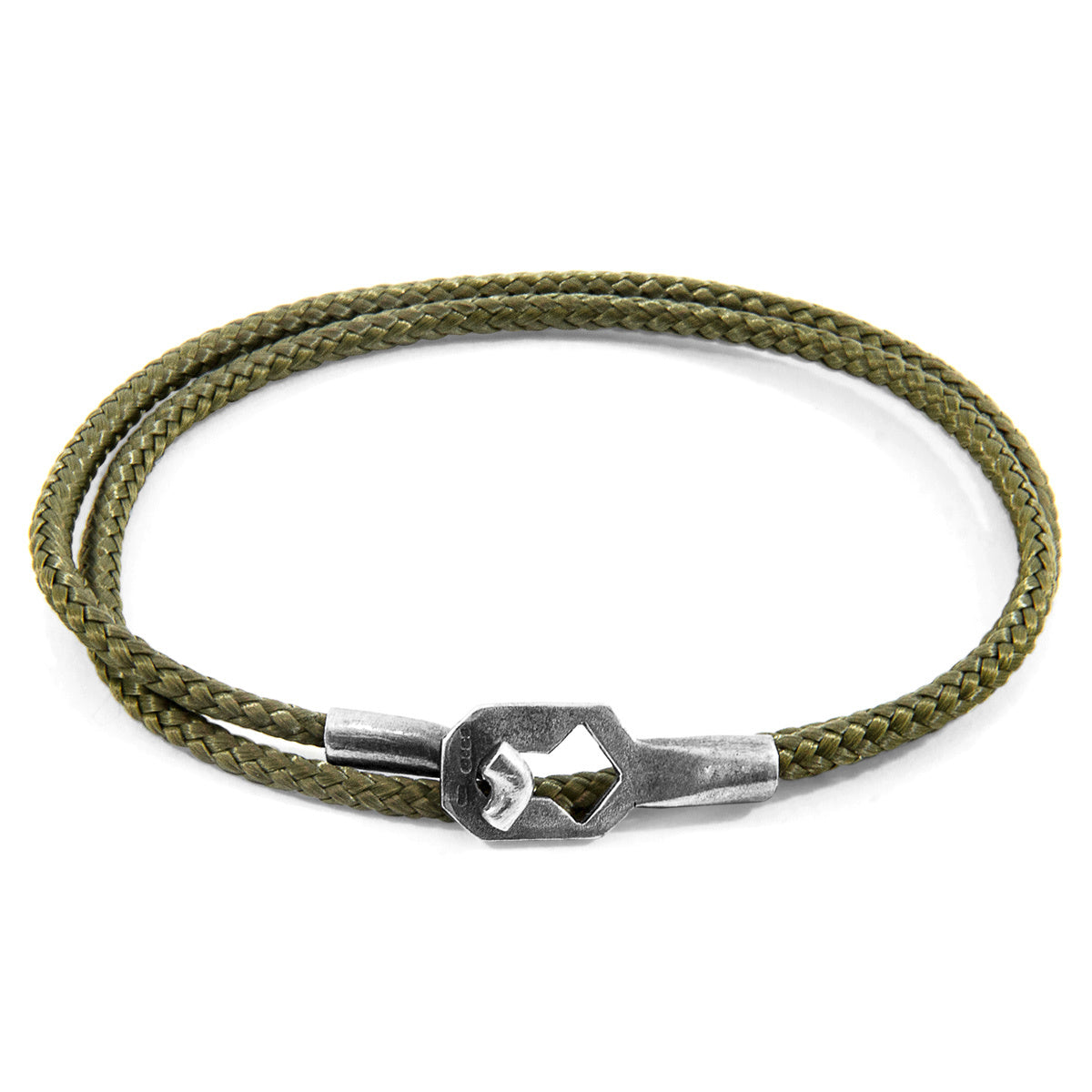 Khaki Green Tenby Silver and Rope Bracelet - Handcrafted in Great Britain with Marine Grade Polyester and Sterling Silver Clasp - Jewelry & Watches - Bijou Her -  -  - 